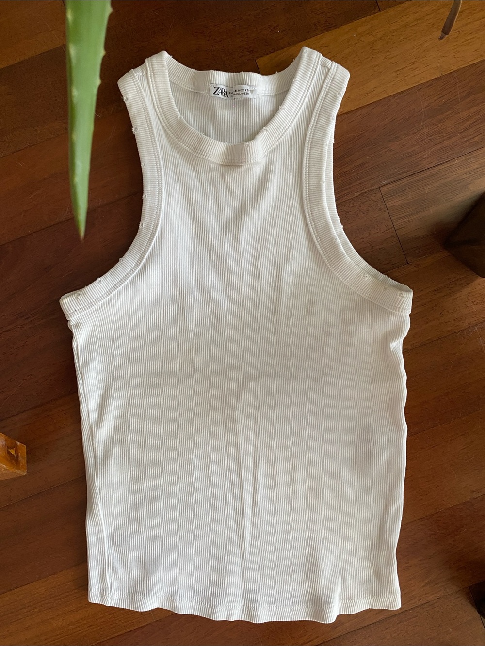 ZARA white Ribbed Tank Top